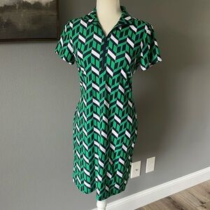 Jude Connally Alexia Dress GEO Block Navy-Green-White-Athleisure Zip